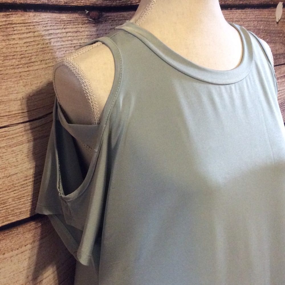 NWOT Sage green cold shoulder tunic